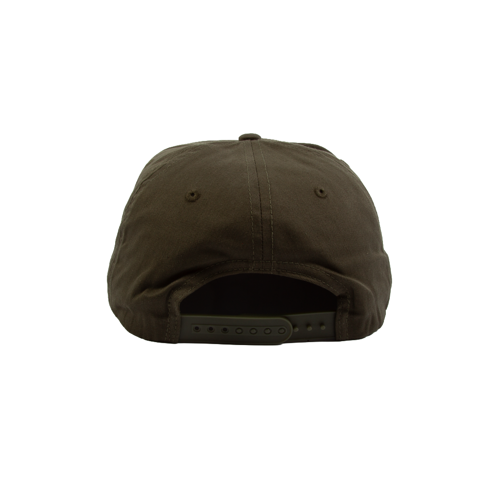 PAKO DESIGNS - FLATLANDER 5 PANEL FLAT BILL TWILL HAT - OLIVE/ORANGE