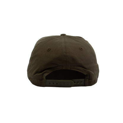 PAKO DESIGNS - FLATLANDER 5 PANEL FLAT BILL TWILL HAT - OLIVE/ORANGE