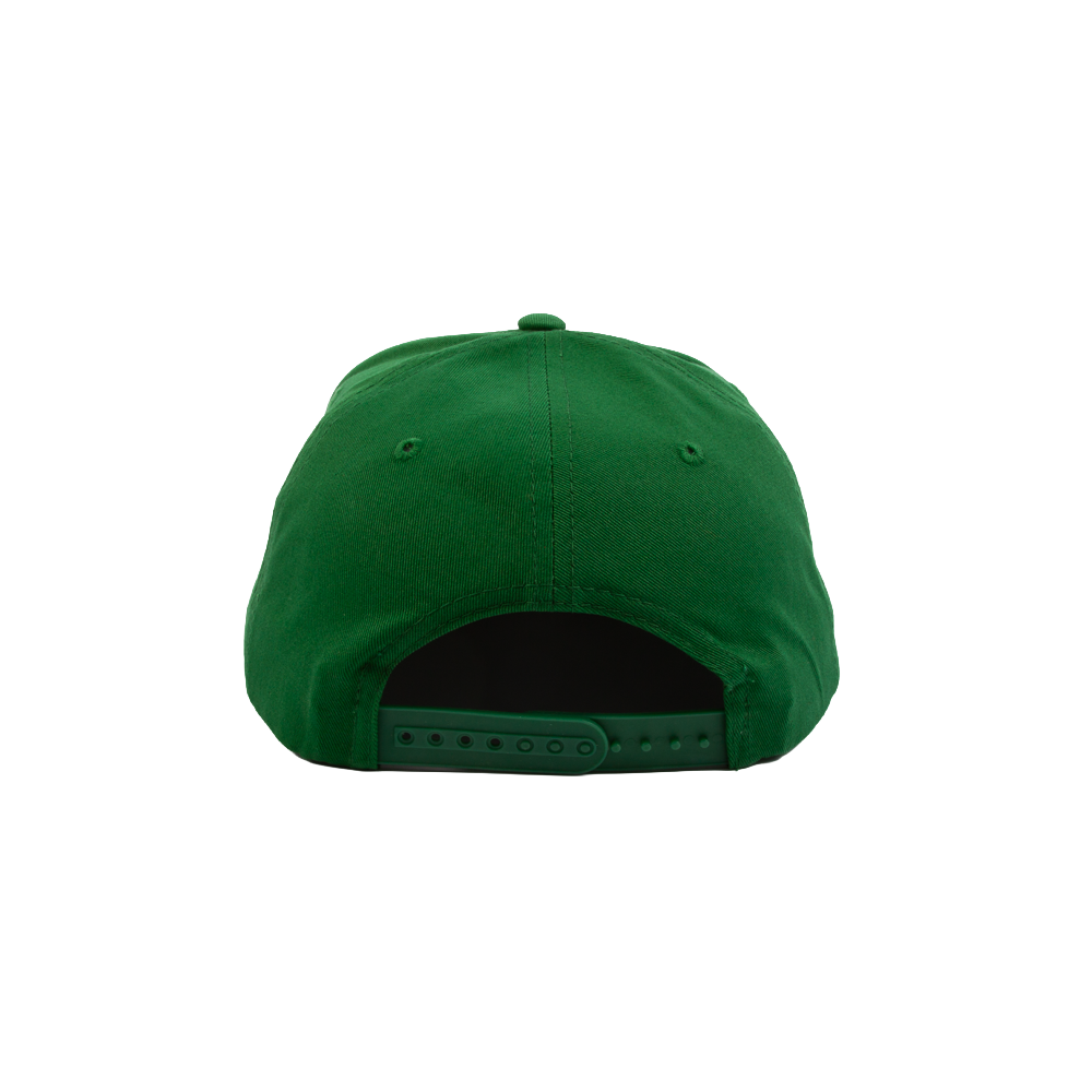 PAKO DESIGNS - FLATLANDER CHAINSTITCHED 5 PANEL FLAT BILL TWILL HAT - KELLY/WHITE