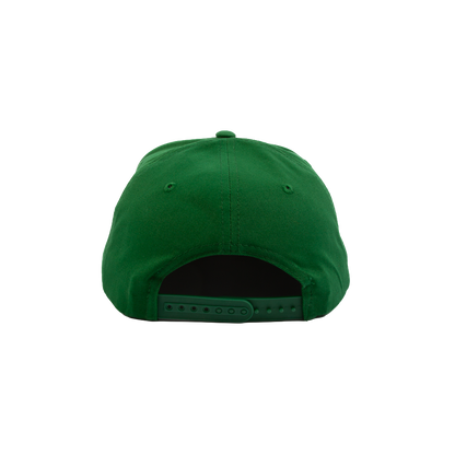 PAKO DESIGNS - FLATLANDER CHAINSTITCHED 5 PANEL FLAT BILL TWILL HAT - KELLY/WHITE