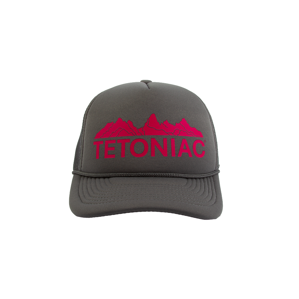 PAKO DESIGNS - TETONIAC® 5 PANEL FLAT BILL FOAM TRUCKER HAT - DARK GREY / PINK