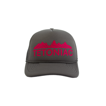 PAKO DESIGNS - TETONIAC® 5 PANEL FLAT BILL FOAM TRUCKER HAT - DARK GREY / PINK