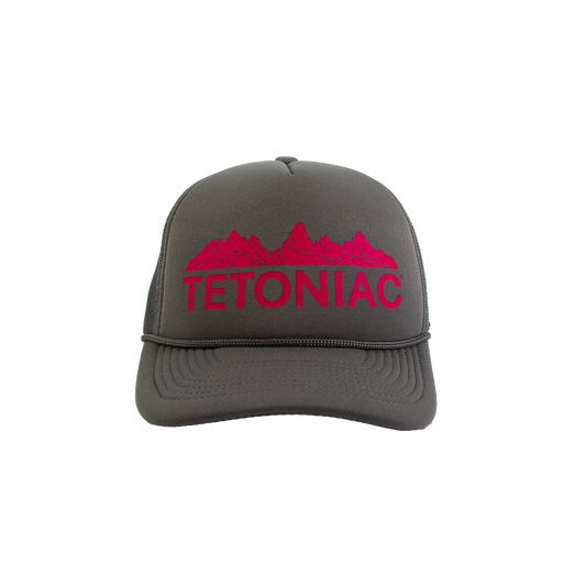 PAKO DESIGNS - TETONIAC® 5 PANEL FLAT BILL FOAM TRUCKER HAT - DARK GREY / PINK