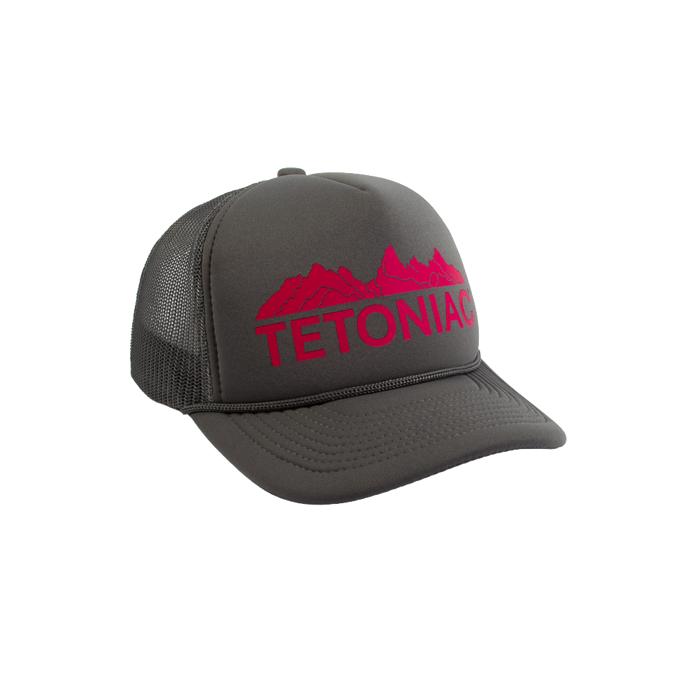 PAKO DESIGNS - TETONIAC® 5 PANEL FLAT BILL FOAM TRUCKER HAT - DARK GREY / PINK