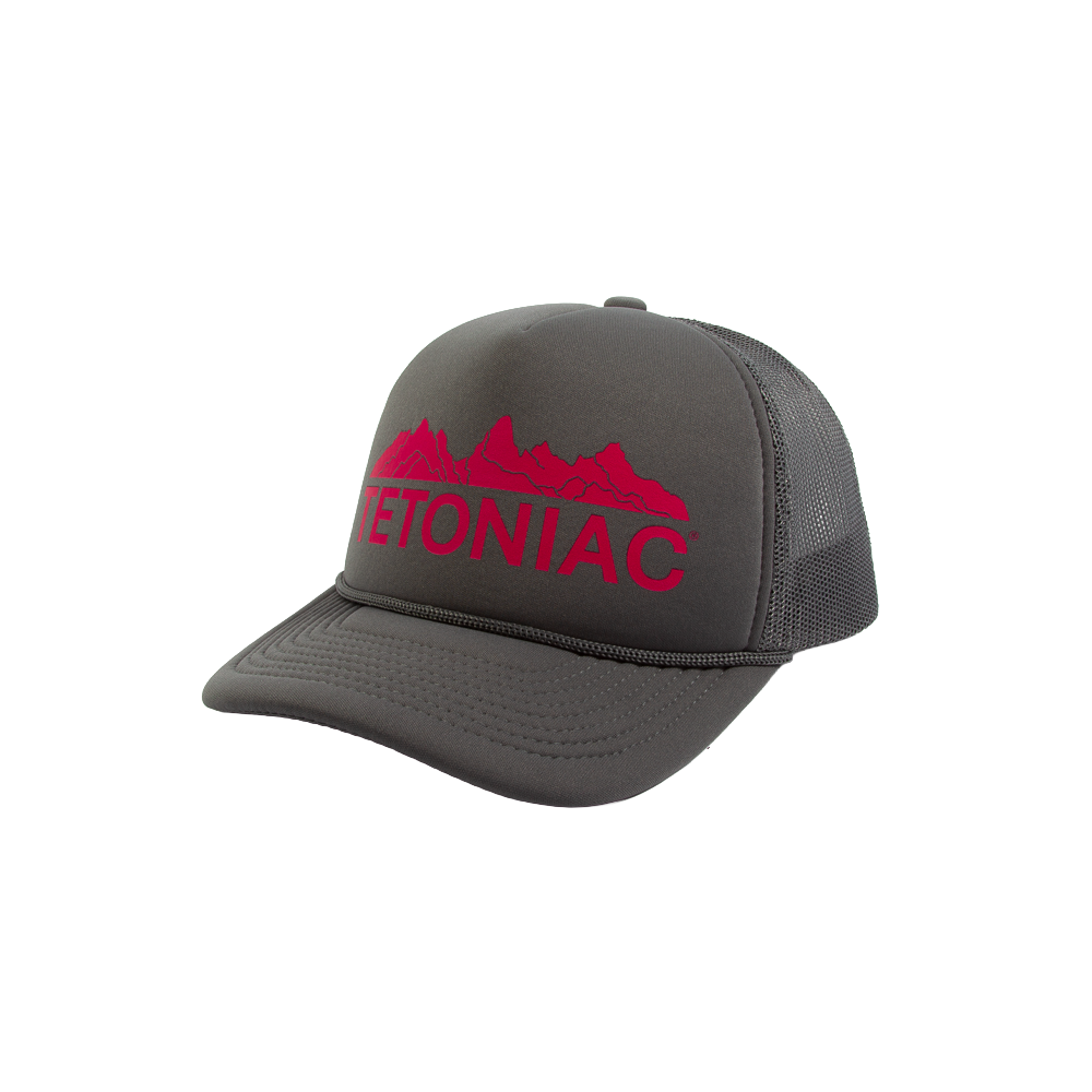 PAKO DESIGNS - TETONIAC® 5 PANEL FLAT BILL FOAM TRUCKER HAT - DARK GREY / PINK