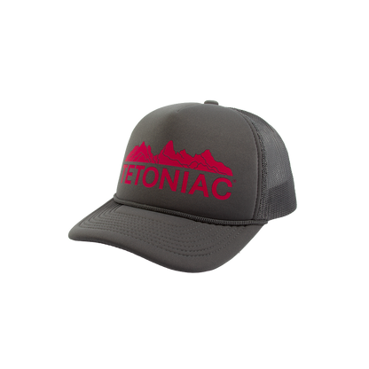 PAKO DESIGNS - TETONIAC® 5 PANEL FLAT BILL FOAM TRUCKER HAT - DARK GREY / PINK