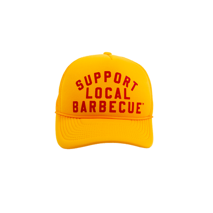 Support Local Barbecue™ Trucker Hat – Football Gold & Red
