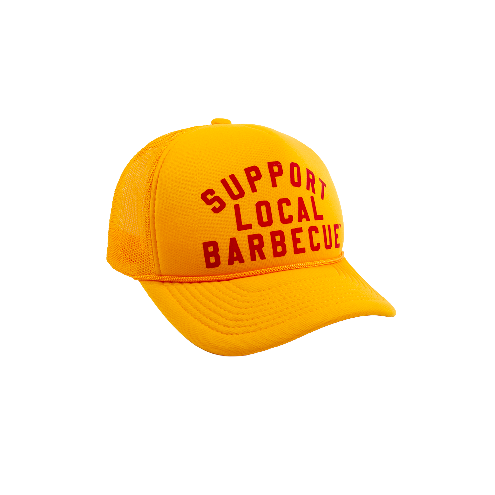 Support Local Barbecue™ Trucker Hat – Football Gold & Red