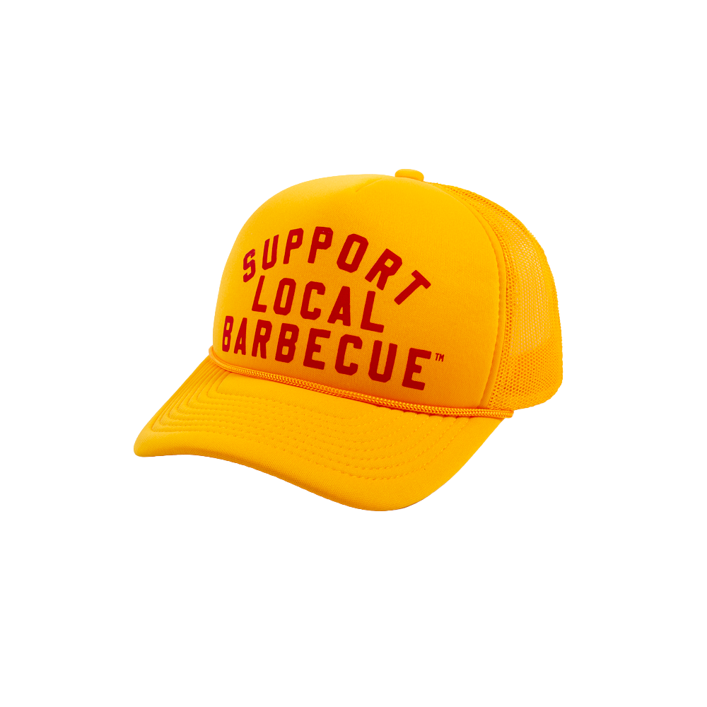 Support Local Barbecue™ Trucker Hat – Football Gold & Red