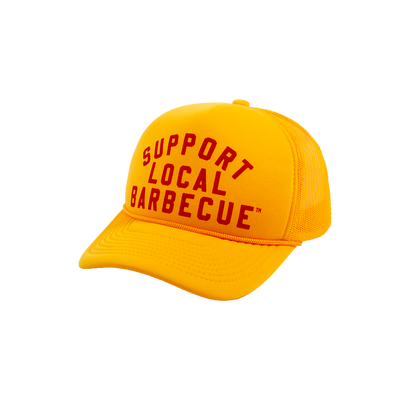 Support Local Barbecue™ Trucker Hat – Football Gold & Red