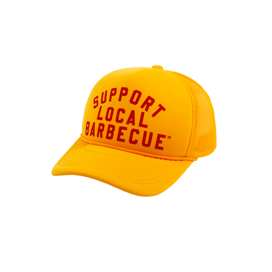 Support Local Barbecue™ Trucker Hat – Football Gold & Red