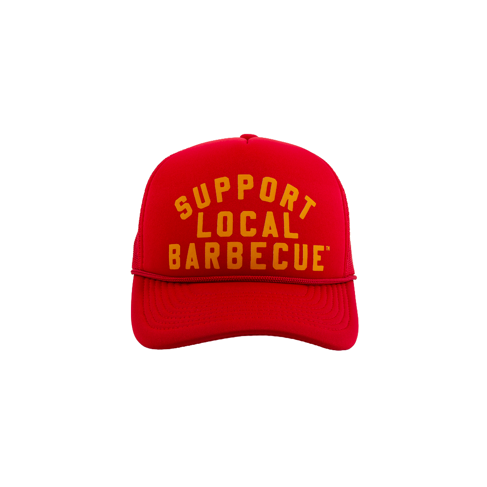 Support Local Barbecue™ Trucker Hat – Football Red & Gold