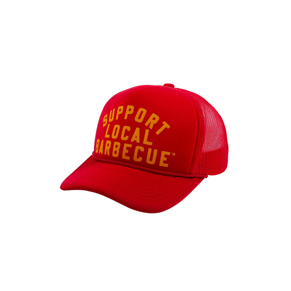 Support Local Barbecue™ Trucker Hat – Football Red & Gold