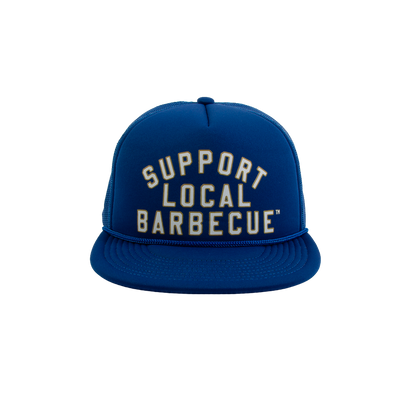 Support Local Barbecue™ Trucker Hat – Blue, White & Gold