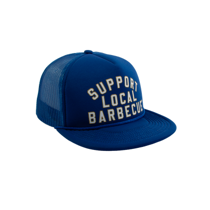 Support Local Barbecue™ Trucker Hat – Blue, White & Gold