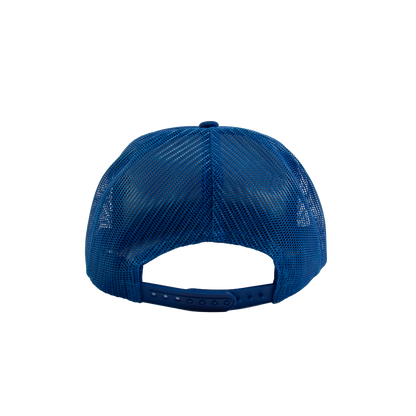 PAKO DESIGNS - STREETS & NEIGHBORHOODS 5 PANEL WEST BOTTOMS FLAT BILL FOAM TRUCKER HAT - ROYAL/SUSHI RICE