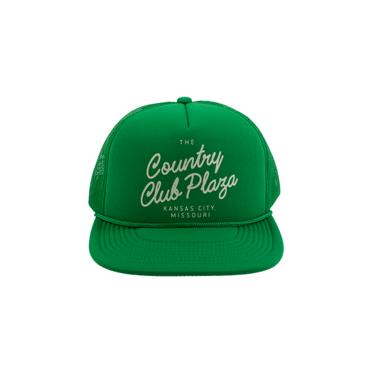 PAKO DESIGNS - STREETS & NEIGHBORHOODS 5 PANELPLAZA FLAT BILL FOAM TRUCKER HAT - KELLY/SUSHI RICE