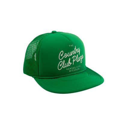 PAKO DESIGNS - STREETS & NEIGHBORHOODS 5 PANELPLAZA FLAT BILL FOAM TRUCKER HAT - KELLY/SUSHI RICE