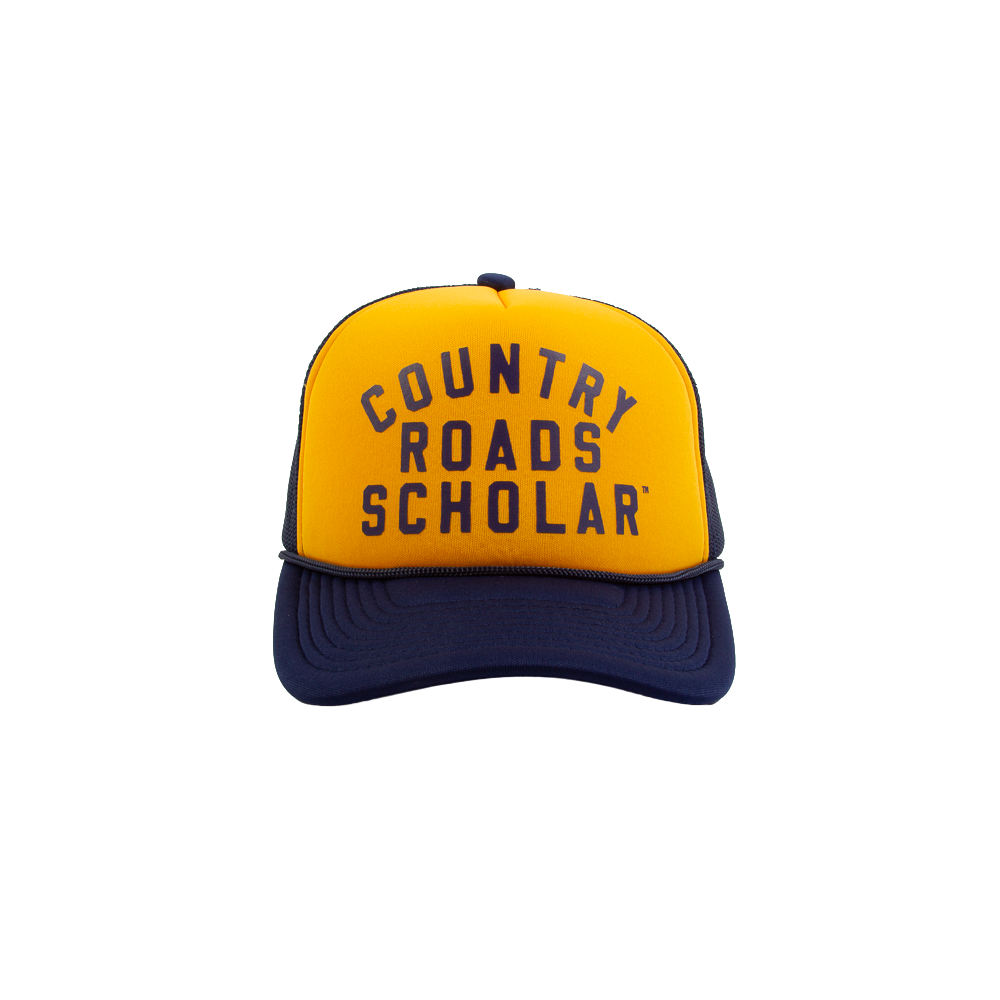 Country Road Scholar™ Foam Trucker Hat - Navy & Gold Tricolor (Script)