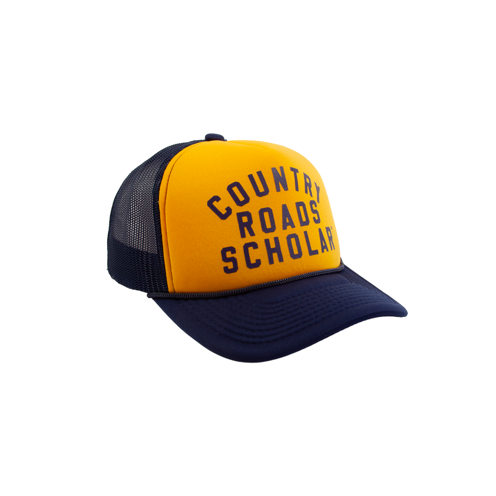 Country Road Scholar™ Foam Trucker Hat - Navy & Gold Tricolor (Script)