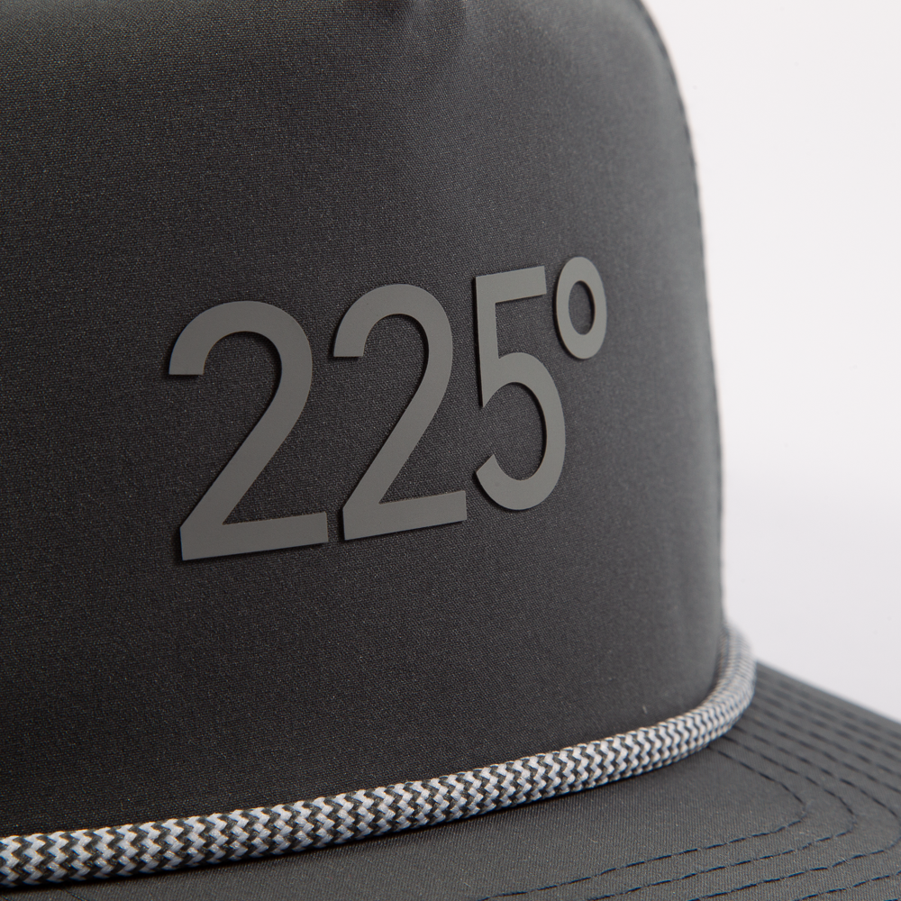 PAKO DESIGNS - 225º 5 PANEL WATERPROOF ROPE PERFORMANCE/SILICONE TRUCKER HAT - DK GREY/MED GREY