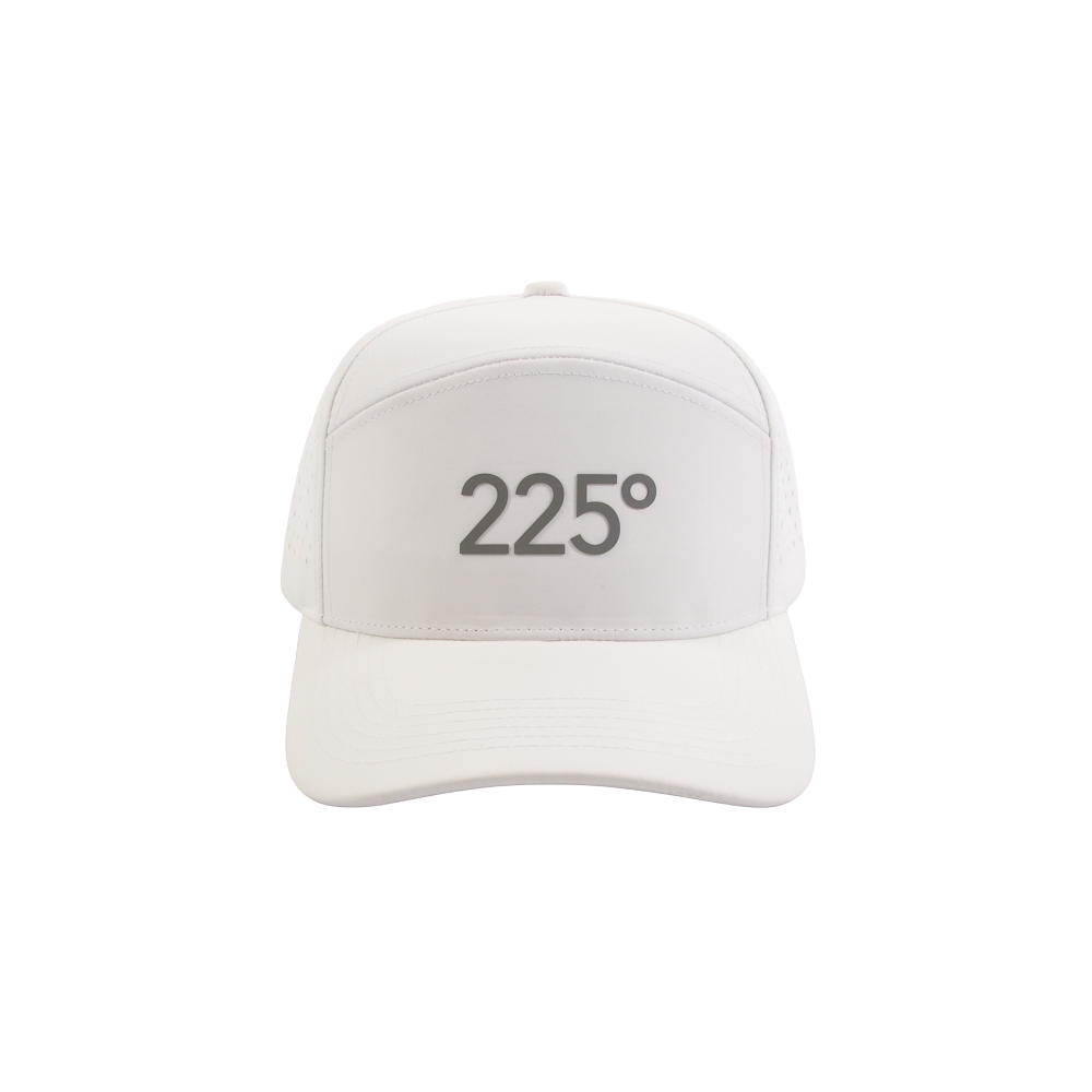 PAKO DESIGNS - 225º 6 PANEL PERFORMANCE/SILICONE TRUCKER HAT - WHITE/MEDIUM GREY