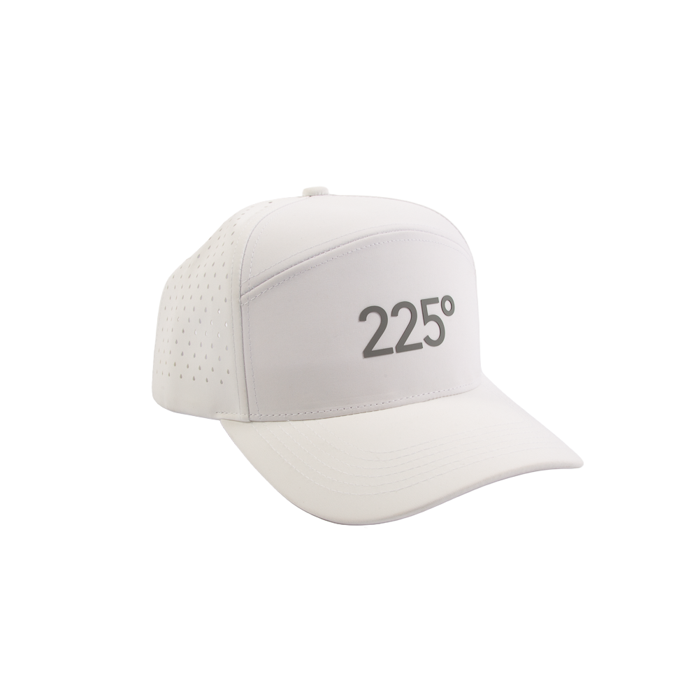 PAKO DESIGNS - 225º 6 PANEL PERFORMANCE/SILICONE TRUCKER HAT - WHITE/MEDIUM GREY