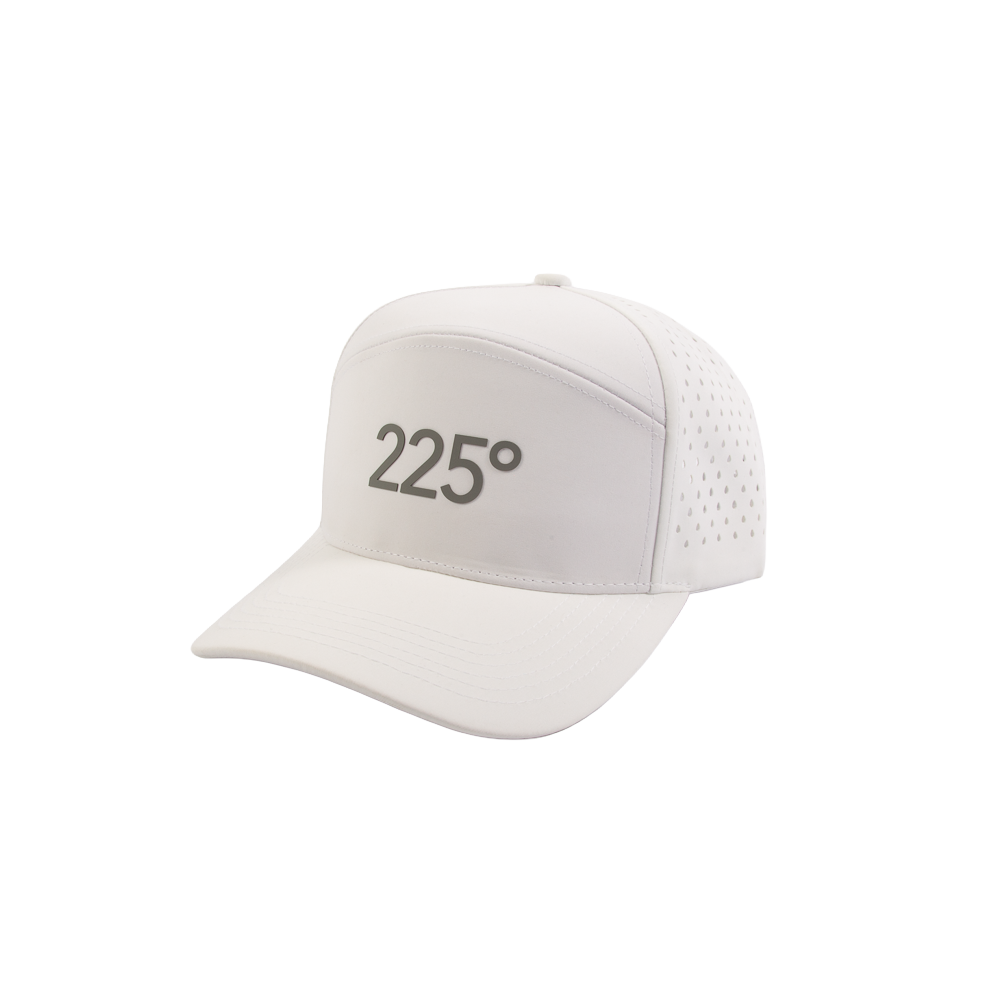 PAKO DESIGNS - 225º 6 PANEL PERFORMANCE/SILICONE TRUCKER HAT - WHITE/MEDIUM GREY