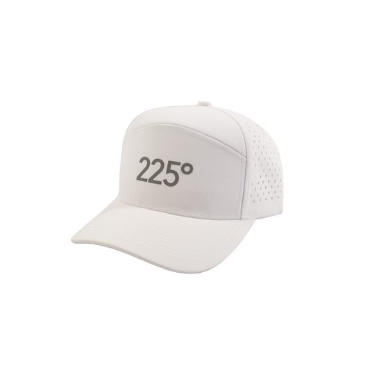PAKO DESIGNS - 225º 6 PANEL PERFORMANCE/SILICONE TRUCKER HAT - WHITE/MEDIUM GREY