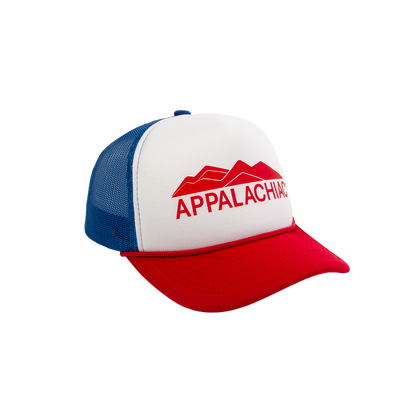 PAKO DESIGNS - APPALACHIAC® 5 PANEL CURVED BILL FOAM TRUCKER HAT - RED/WHITE/BLUE