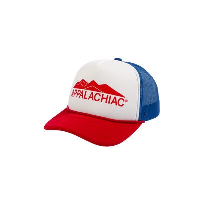 PAKO DESIGNS - APPALACHIAC® 5 PANEL CURVED BILL FOAM TRUCKER HAT - RED/WHITE/BLUE