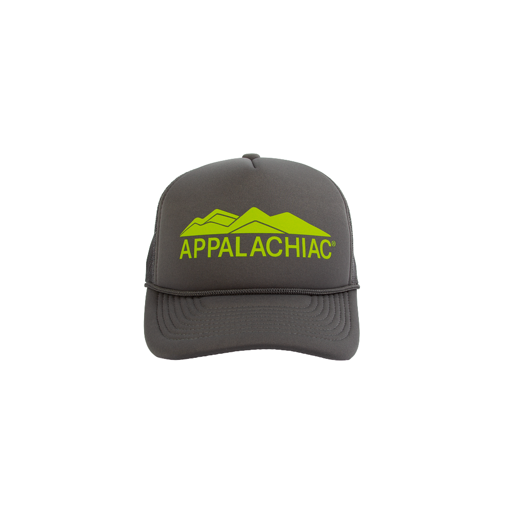 PAKO DESIGNS - APPALACHIAC® 5 PANEL CURVED BILL FOAM TRUCKER HAT - GREY/ELECTRIC LIME