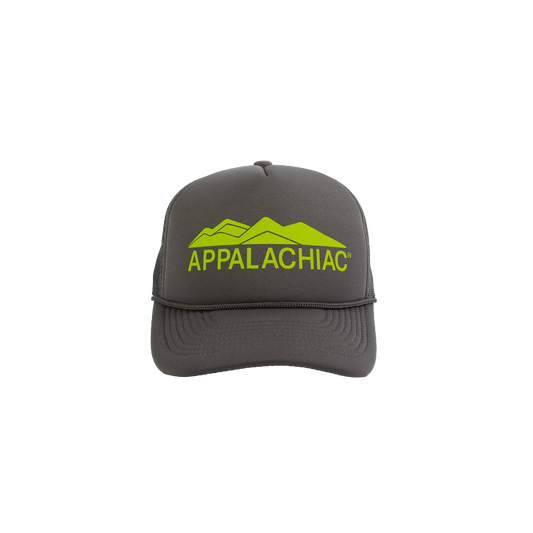 Appalachiac® 5 Panel Curved Bill Foam Trucker Hat- Grey & Electric Lime