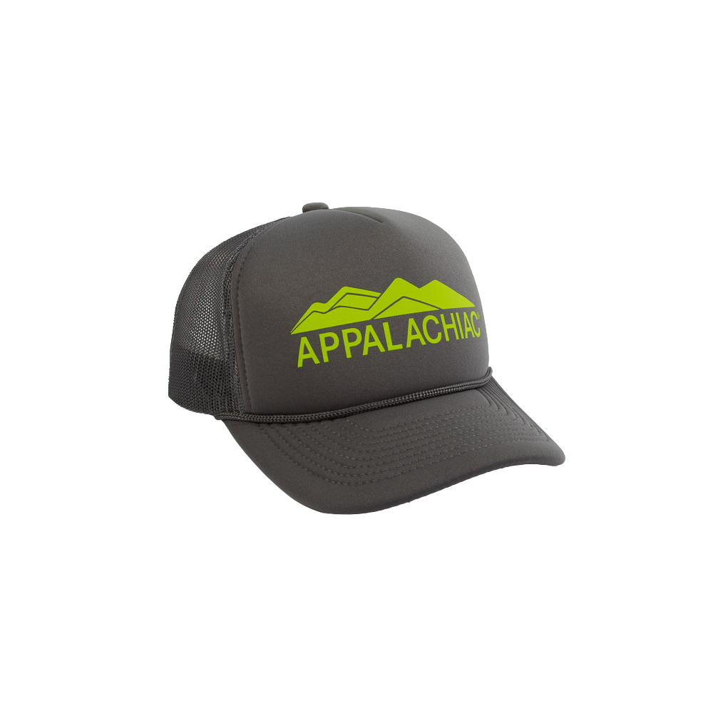 PAKO DESIGNS - APPALACHIAC® 5 PANEL CURVED BILL FOAM TRUCKER HAT - GREY/ELECTRIC LIME
