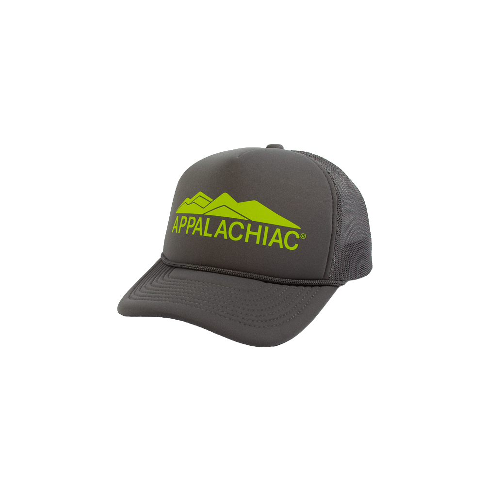 PAKO DESIGNS - APPALACHIAC® 5 PANEL CURVED BILL FOAM TRUCKER HAT - GREY/ELECTRIC LIME