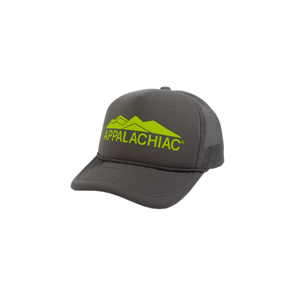 PAKO DESIGNS - APPALACHIAC® 5 PANEL CURVED BILL FOAM TRUCKER HAT - GREY/ELECTRIC LIME