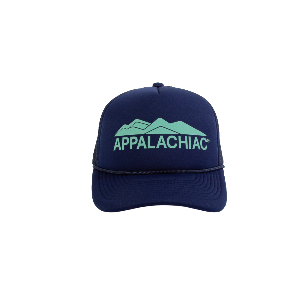 PAKO DESIGNS - APPALACHIAC® 5 PANEL CURVED BILL FOAM TRUCKER HAT - NAVY/CABBAGE