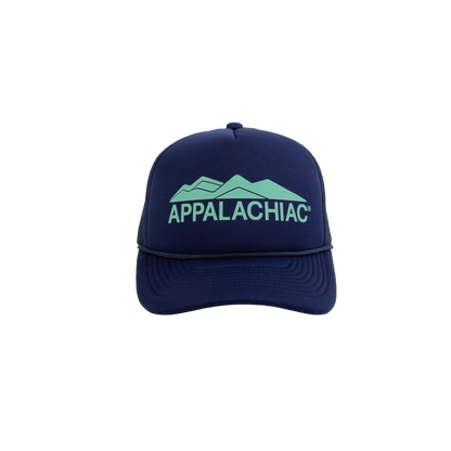 PAKO DESIGNS - APPALACHIAC® 5 PANEL CURVED BILL FOAM TRUCKER HAT - NAVY/CABBAGE