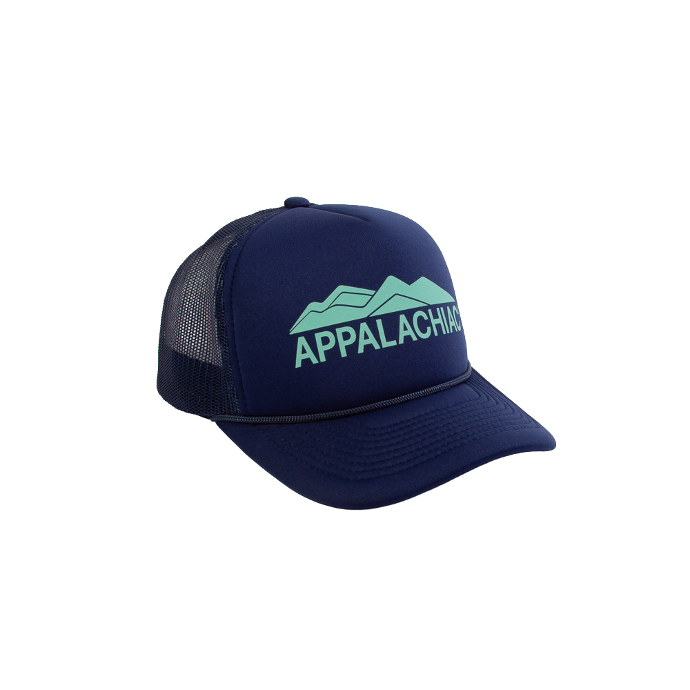 PAKO DESIGNS - APPALACHIAC® 5 PANEL CURVED BILL FOAM TRUCKER HAT - NAVY/CABBAGE