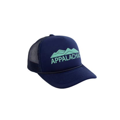 PAKO DESIGNS - APPALACHIAC® 5 PANEL CURVED BILL FOAM TRUCKER HAT - NAVY/CABBAGE