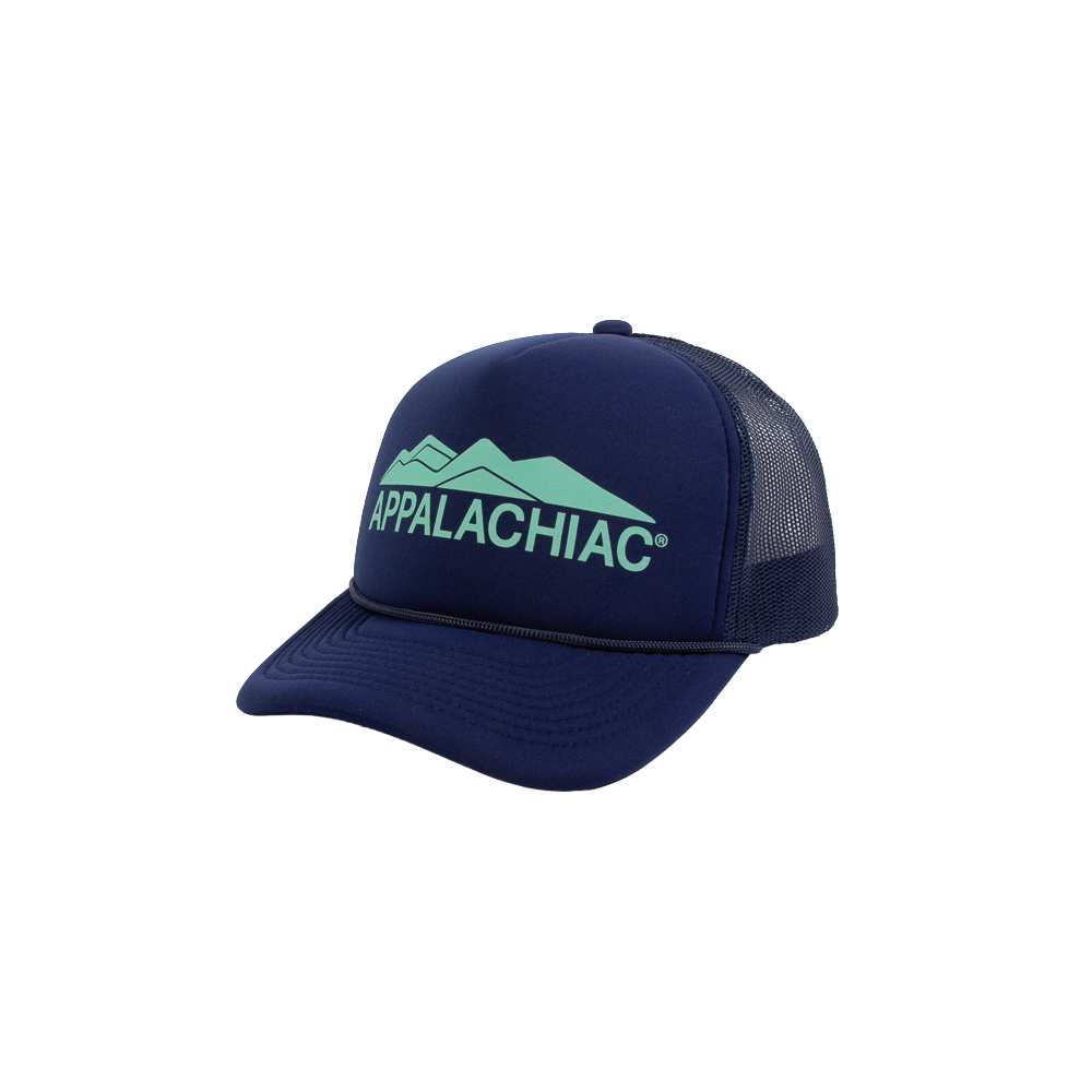 PAKO DESIGNS - APPALACHIAC® 5 PANEL CURVED BILL FOAM TRUCKER HAT - NAVY/CABBAGE