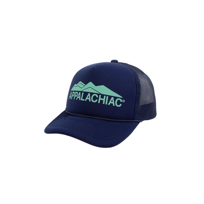 PAKO DESIGNS - APPALACHIAC® 5 PANEL CURVED BILL FOAM TRUCKER HAT - NAVY/CABBAGE