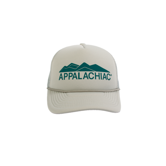 Appalachiac® 5 Panel Curved Bill Foam Trucker Hat- Grey & Alexandrite