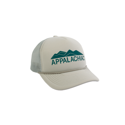 PAKO DESIGNS - APPALACHIAC® 5 PANEL CURVED BILL FOAM TRUCKER HAT - GREY/ALEXANDRITE