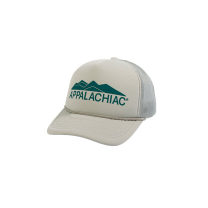 PAKO DESIGNS - APPALACHIAC® 5 PANEL CURVED BILL FOAM TRUCKER HAT - GREY/ALEXANDRITE