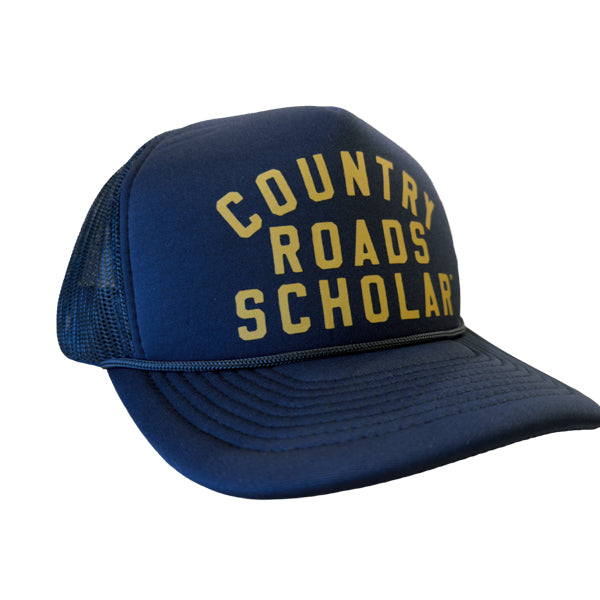 PAKO DESIGNS - COUNTRY ROADS SCHOLAR™ - FOAM TRUCKER HAT - NAVY & GOLD