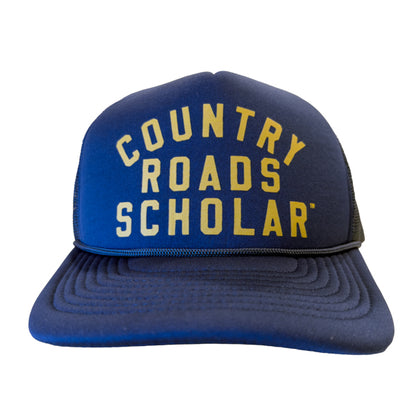 PAKO DESIGNS - COUNTRY ROADS SCHOLAR™ - FOAM TRUCKER HAT - NAVY & GOLD