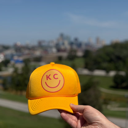 PAKO DESIGNS - "SMILE YOU'RE IN KC" - FOAM TRUCKER HAT - FOOTBALL YELLOW