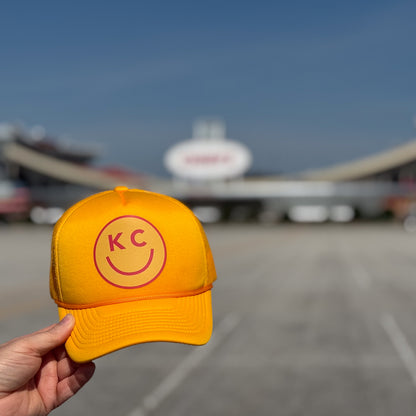 PAKO DESIGNS - "SMILE YOU'RE IN KC" - FOAM TRUCKER HAT - FOOTBALL YELLOW