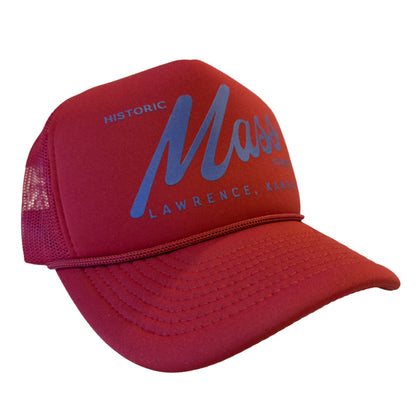 PAKO DESIGNS - MASS STREET - FOAM TRUCKER HAT - LAWRENCE RED & BLUE